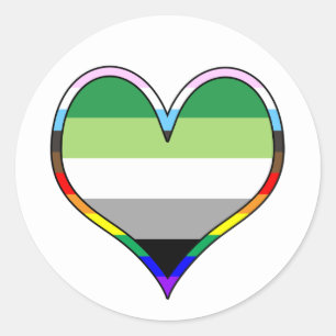 Aro Pride Heart Classic Round Sticker
