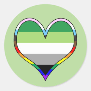 Aro Pride Heart Classic Round Sticker