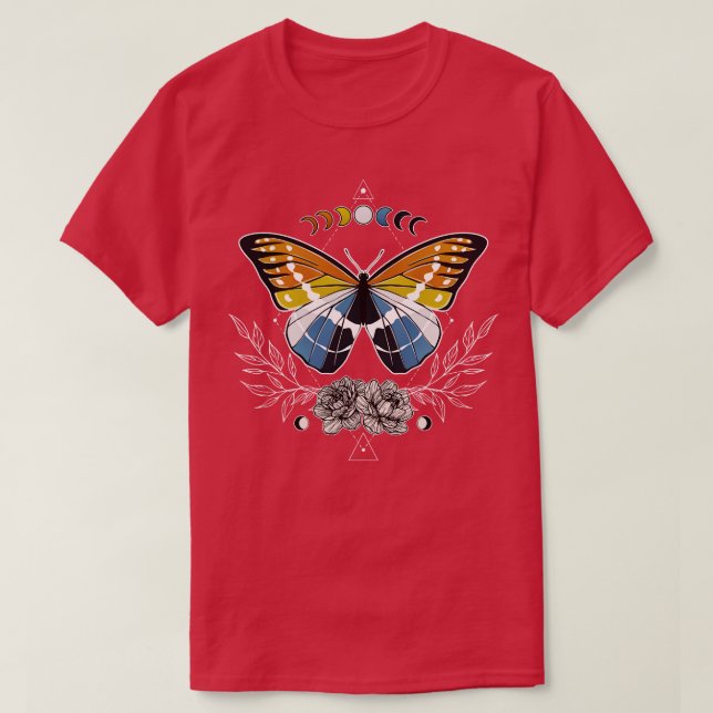 Aroace Butterfly LGBT Asexual Aromantic Prilag Fla T-Shirt (Design vorne)