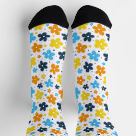 AroAce Pride Blume Doodle Orange Yellow Blue Socken