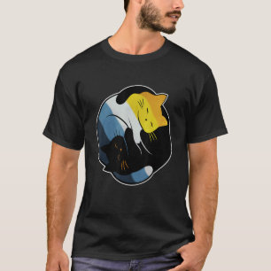 Aroace Sonnenuntergang Pride Flag Yin Yang Katze G T-Shirt