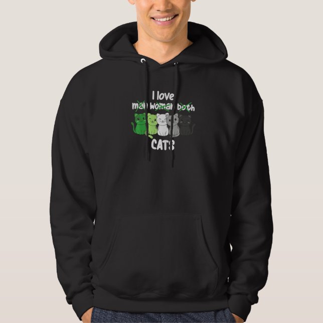 Aromantic Flag Pride LGBTQ Cats cute Aromantic Cat Hoodie (Vorderseite)