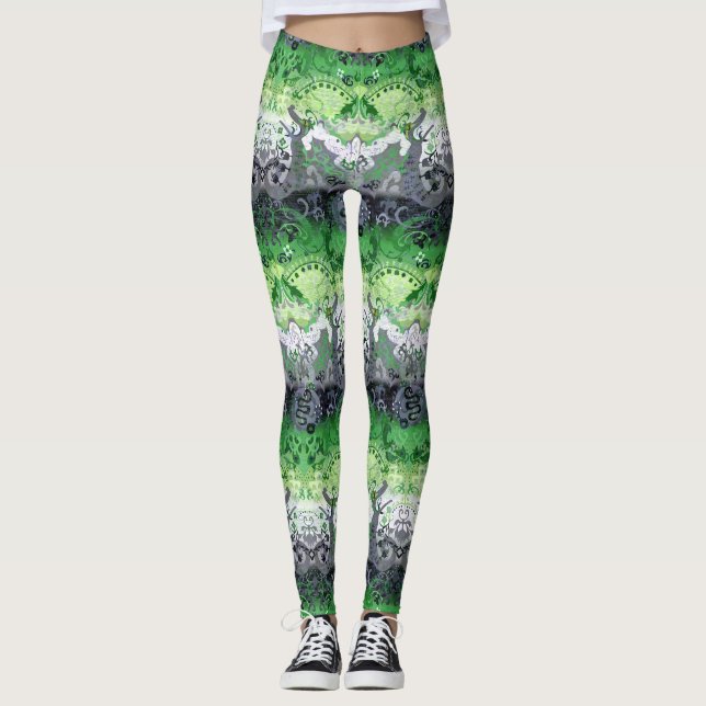 Aromantische Drachendamaske - Aro Pride Flag Farbe Leggings (Vorderseite)