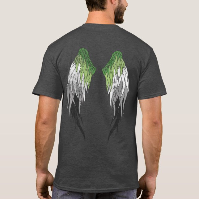 Aromantische Flagge - Engel Wings T-Shirt (Rückseite)