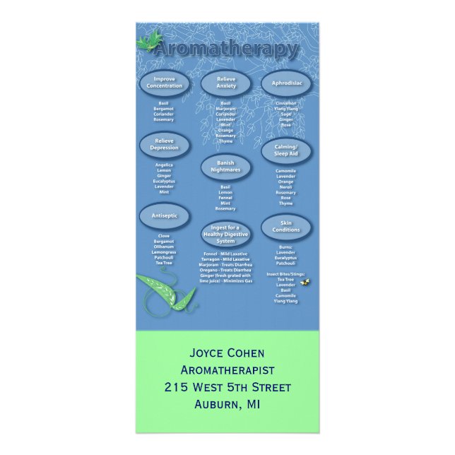 Aromatherapie-Gestell-Karte Werbekarte (Vorne)