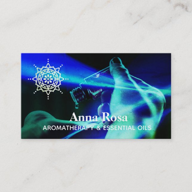 *~* Aromatherapie Heilqualität Essenzielle Öle Visitenkarte (Vorderseite)