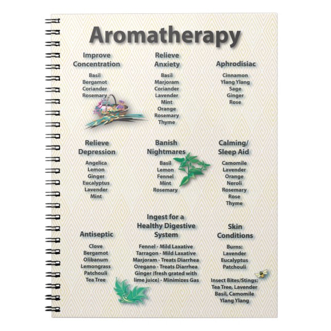 Aromatherapie-Schnellnachweis-Diagramm Notizblock (Vorderseite)