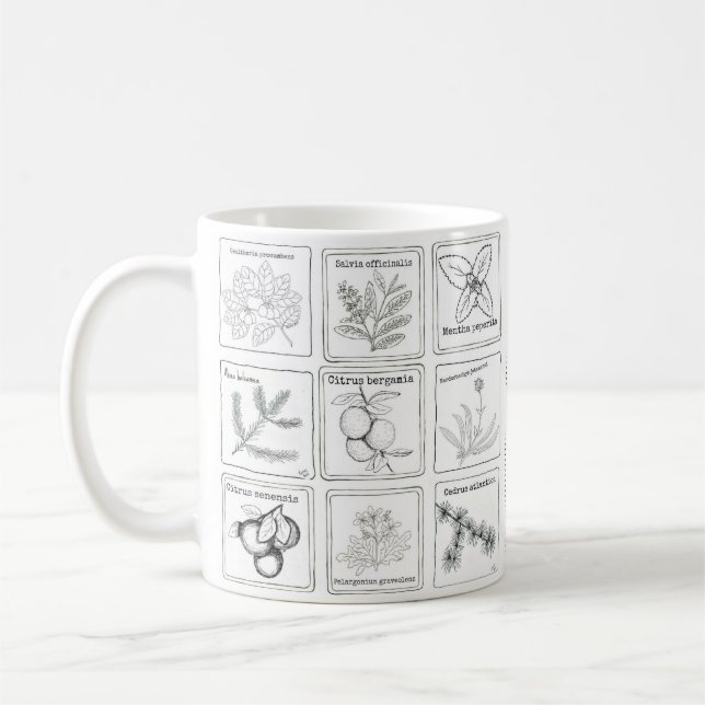 Aromatherapy-Pflanzen-Skizze-Tasse Kaffeetasse (Links)