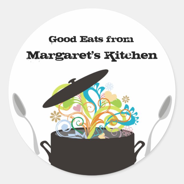 Arômes éclatants cuisine pot nourriture étiquette  (Devant)