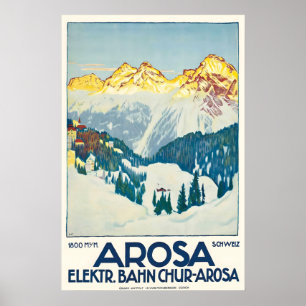 Arosa Graubünden Suisse Affiche de ski vintage
