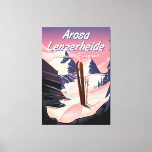 Arosa Lenzerheide, Schweizer Skiplakat. Leinwanddruck