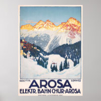 Arosa Mountains Suisse Poster vintage de voyage