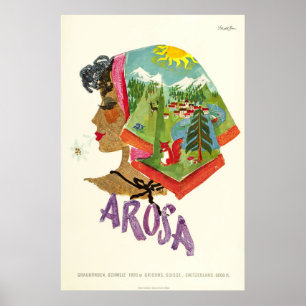 Arosa, Schweiz, affiche de voyage de ski