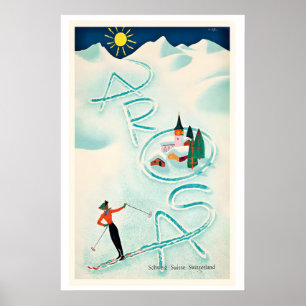Arosa Schweiz Berg Winter Schnee Skifahrer Poster