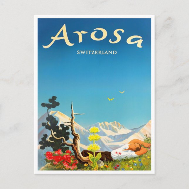 Arosa Schweiz Jahrgang Reise Postkarte (Vorderseite)