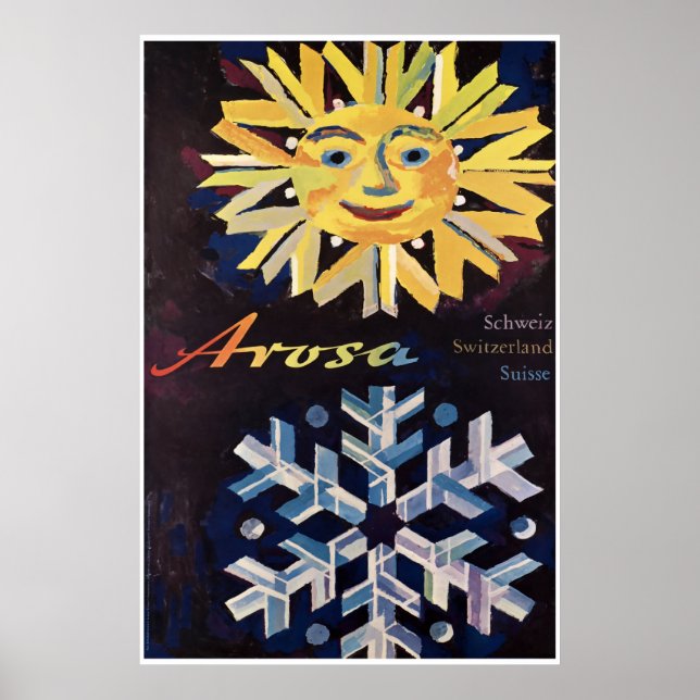 Arosa, Suisse, Affiche de voyage de ski (Devant)