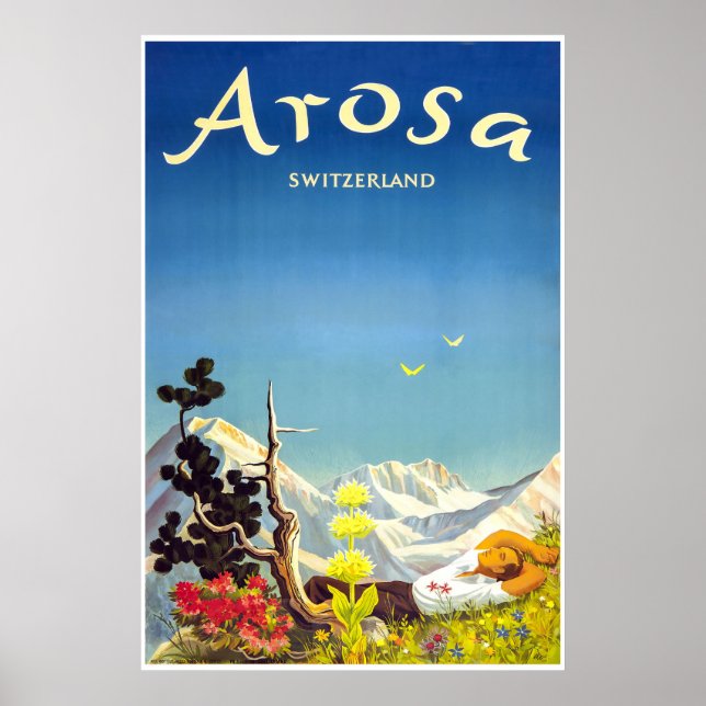 Arosa, Suisse, Affiche de voyage de ski (Devant)
