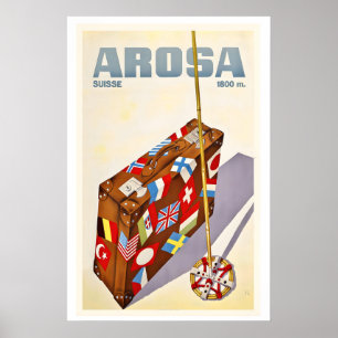 Arosa Suisse Affiche Vintage Ski