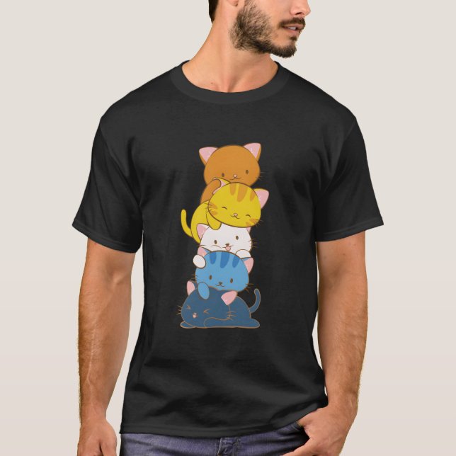 Arotic Aual Pride Lgbtq Kawaii Cats Aroace T-Shirt (Vorderseite)