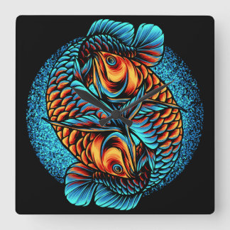 Arowana Fish Quadratische Wanduhr
