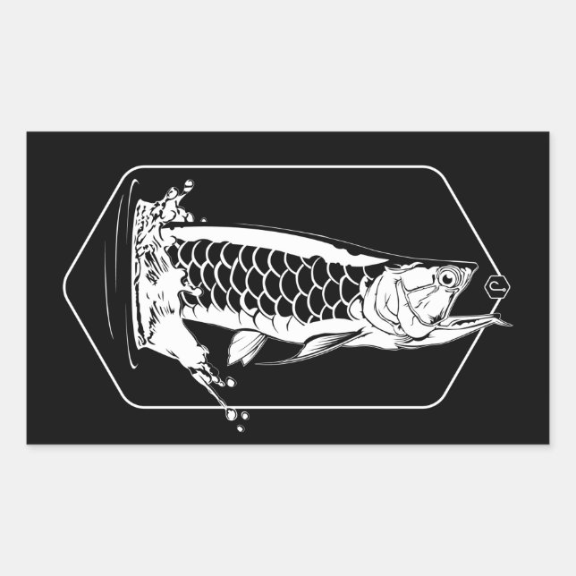 Arowana Jump Rechteckiger Aufkleber (Vorderseite)