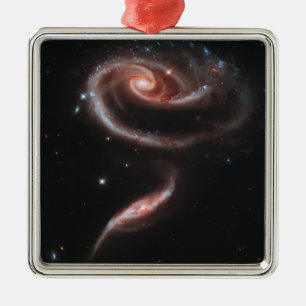 Arp 273 Galaxy Pair (Hubble Telescope) Silbernes Ornament
