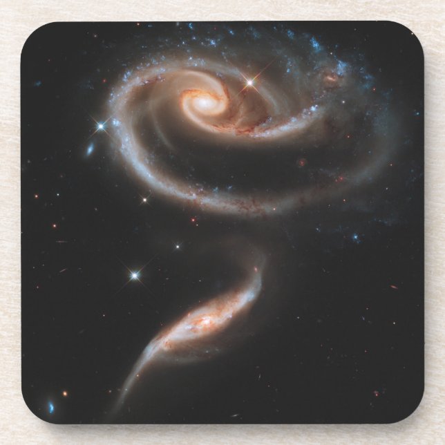 Arp 273 Interaktive Galaxien in Andromeda. Getränkeuntersetzer (Vorderseite)