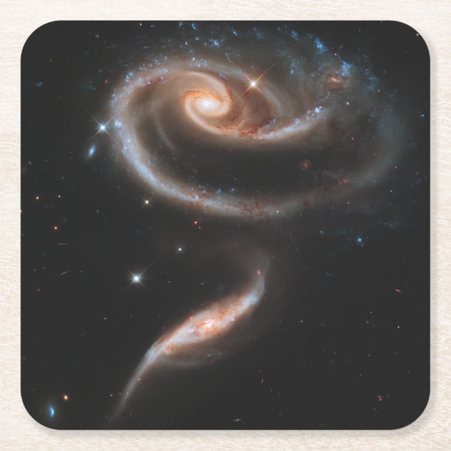 Arp 273 Interaktive Galaxien in Andromeda. Rechteckiger Pappuntersetzer (Vorderseite)
