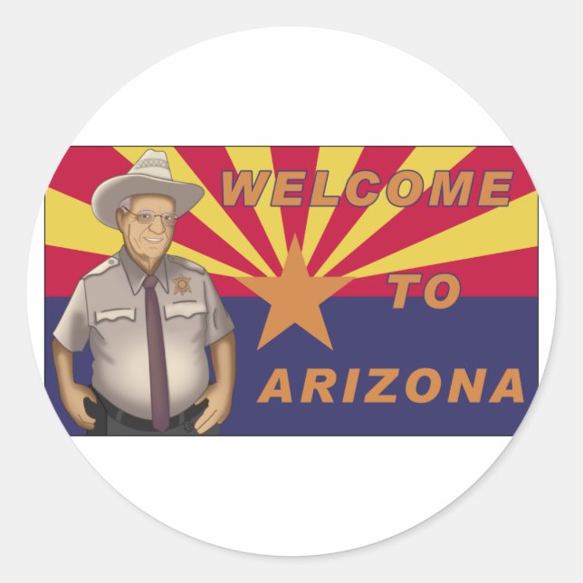Arpaio: Willkommen in Arizona Runder Aufkleber (Vorderseite)