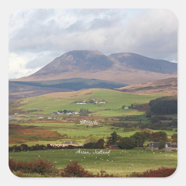 Arran, Scotland landscape photograph Quadratischer Aufkleber (Vorderseite)