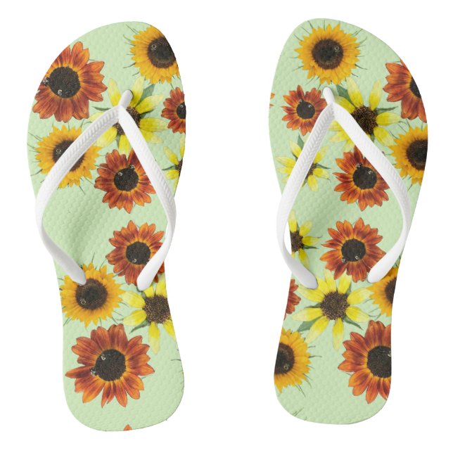 Array Farbige Sonnenblumen Blumen FlipFlops (Fußbett)