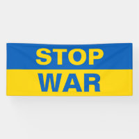 Arrêter la guerre Ukraine bannière ukrainienne