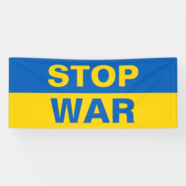 Arrêter la guerre Ukraine bannière ukrainienne (Horizontal)