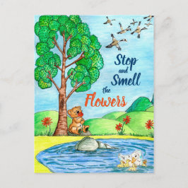 Arrêtez et sentez la carte postale Fleurs