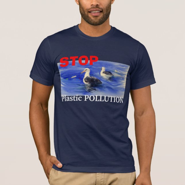 ARRÊTEZ le T-shirt en plastique de pollution (Devant)