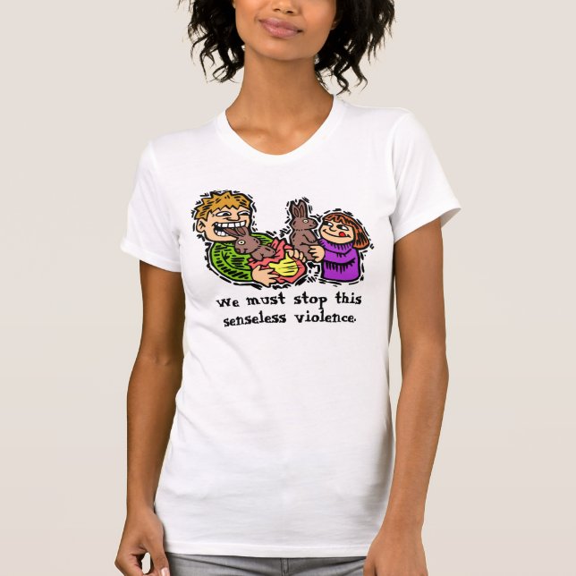 Arrêtez le T-shirt Violence Bunny au chocolat sans (Devant)