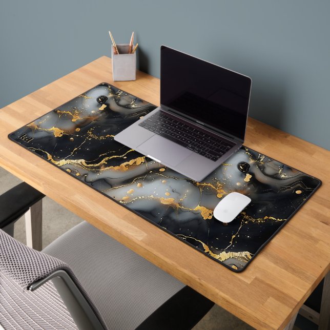 Arrière - plan de luxe en marbre noir et or (Bureau 2)