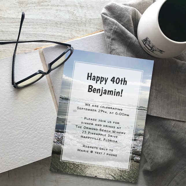 Arrière - plan De Plage Son Invitation De Fête Ann (Créateur téléchargé)