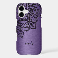 Arrière - plan métallique violet Mandala noir