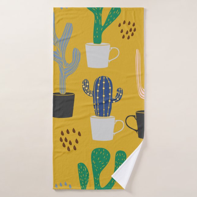 Arrière - plan motif sans couture Cactus. Col tiré (Serviette de bain)