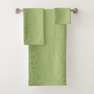 Arrière - plan vert motif or paisley