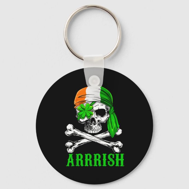 Arrish Irish Rate Skull St Patricks Day Clover Gif Schlüsselanhänger (Vorderseite)