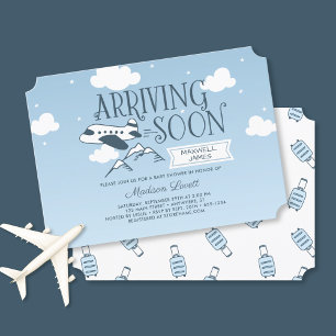 Arrivée bientôt SVG Baby shower d'avion Invitation