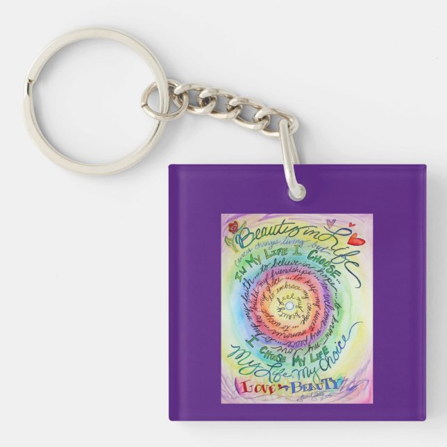 Arrondi Arc-en-ciel Cancer Poème Pendentif d'art P (Devant)