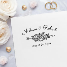 Arrow-Arrow mit Blumengestühlen Save the Date Hoch Permastempel