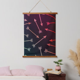Arrow Artwork, rosa Farbtöne auf schwarz Wandteppich Mit Holzrahmen