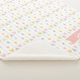 Arrow-Blanket Rosa, Gold, Minze, Grau Sherpadecke