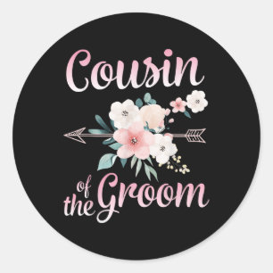 Arrow Blume glücklicher Cousin der Groom Bride Hus Runder Aufkleber