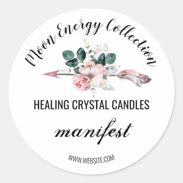 Arrow Crystal Candle Product Labels Runder Aufkleber (Vorderseite)
