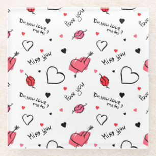 Arrow des Valentins Herz nahtlos Glasuntersetzer